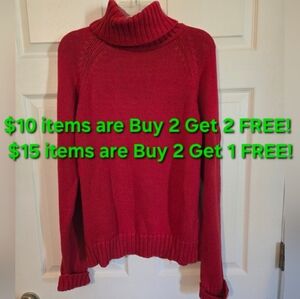 CALVIN KLEIN JEANS RED TURTLENECK SWEATER SIZE M
